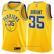 Maglia Golden State Warriors Kevin Durant NO 35 Hardwood Classic 2018 Giallo