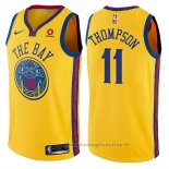 Maglia Golden State Warriors Klay Thompson NO 11 Citta Giallo