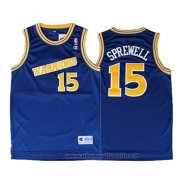 Maglia Golden State Warriors Latrell Sprewell NO 15 Throwback Blu