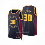 Maglia Golden State Warriors Stephen Curry No 30 Citta 2024-25 Blu
