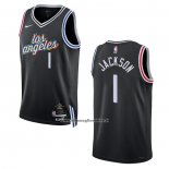 Maglia Los Angeles Clippers Reggie Jackson #1 Citta 2022-23 Nero