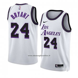 Maglia Los Angeles Lakers Kobe Bryant #24 Citta 2022-23 Bianco