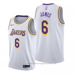 Maglia Los Angeles Lakers Lebron James NO 6 Association 2019-20 Bianco