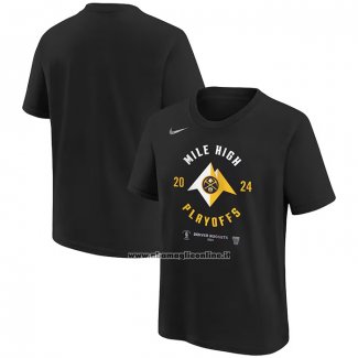 Maglia Manica Corta Denver Nuggets 2024 NBA Playoffs Mantra Nero