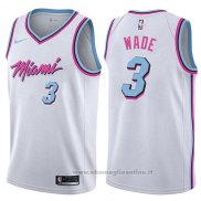 Maglia Miami Heat Dwyane Wade NO 3 Citta 2017-18 Bianco