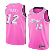 Maglia Miami Heat Heat Emanuel Terry NO 12 Earned 2018-19 Rosa