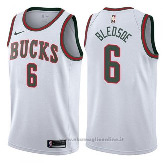 Maglia Milwaukee Bucks Eric Bledsoe NO 6 Classic 2017-18 Bianco