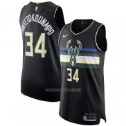 Maglia Milwaukee Bucks Giannis Antetokounmpo #34 Statement Autentico Nero