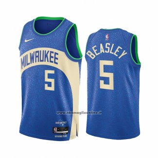 Maglia Milwaukee Bucks Malik Beasley #5 Citta 2023-24 Blu