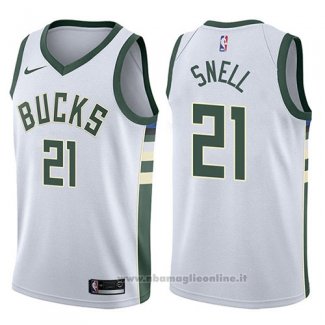 Maglia Milwaukee Bucks Tony Snell NO 21 Swingman Association 2017-18 Bianco