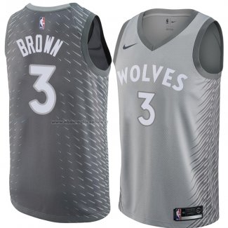 Maglia Minnesota Timberwolves Anthony Brown NO 3 Citta 2018 Grigio