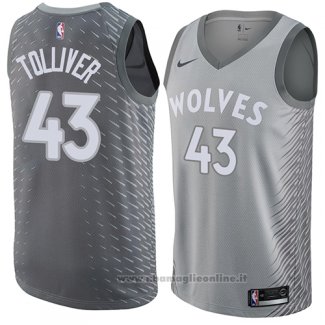 Maglia Minnesota Timberwolves Anthony Tolliver NO 43 Citta 2017-18 Grigio