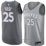 Maglia Minnesota Timberwolves Derrick Rose NO 25 Citta 2018 Grigio