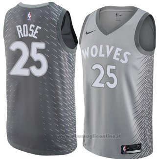 Maglia Minnesota Timberwolves Derrick Rose NO 25 Citta 2018 Grigio