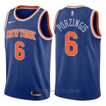Maglia New York Knicks Kristaps Porzingis NO 6 2017-18 Blu