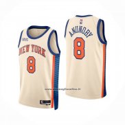 Maglia New York Knicks Og Anunoby No 8 Citta 2025-26 Crema