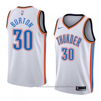 Maglia Oklahoma City Thunder Deonte Burton NO 30 Association 2018 Bianco