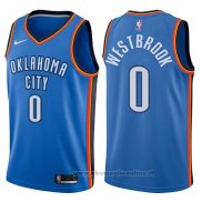 Maglia Oklahoma City Thunder Russell Westbrook NO 0 2017-18 Blu