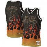 Maglia Philadelphia 76ers Allen Iverson #3 Flames Nero