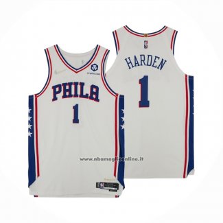 Maglia Philadelphia 76ers James Harden #1 Association Autentico Bianco