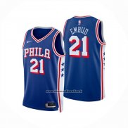 Maglia Philadelphia 76ers Joel Embiid No 21 Icon 2024-25 Blu
