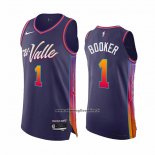 Maglia Phoenix Suns Devin Booker #1 Citta Autentico 2023-24 Viola