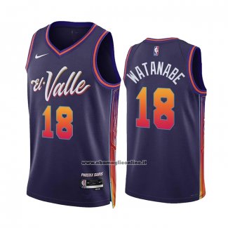 Maglia Phoenix Suns Yuta Watanabe #18 Citta 2023-24 Viola