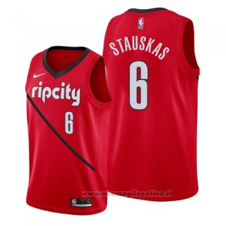 Maglia Portland Trail Blazers Nik Stauskas NO 6 Earned 2019 Rosso