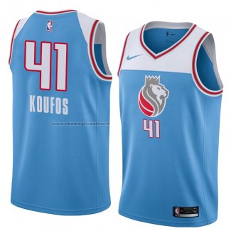 Maglia Sacramento Kings Kosta Koufos NO 41 Citta 2018 Blu