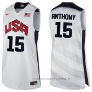 Maglia USA 2012 Carmelo Anthony NO 15 Bianco