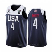 Maglia USA Derrick White NO 4 2019 FIBA Basketball World Cup Blu