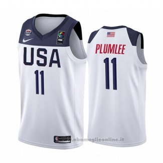 Maglia USA Mason Plumlee NO 11 2019 FIBA Basketball World Cup Bianco