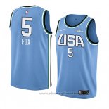 Maglia 2019 Rising Star De'aaron Fox NO 5 USA Blu