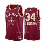 Maglia All Star 2024 Milwaukee Bucks Giannis Antetokounmpo #34 Rosso