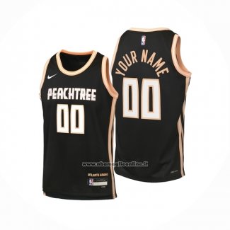 Maglia Bambino Atlanta Hawks Personalizzate Citta 2025-26 Nero