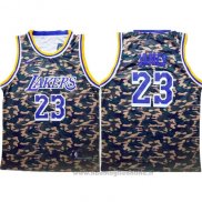 Maglia Camuffamento Los Angeles Lakers Lebron James NO 23 Verde