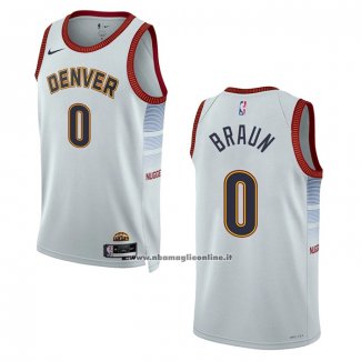 Maglia Denver Nuggets Christian Braun #0 Citta 2022-23 Bianco