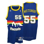 Maglia Denver Nuggets Dikembe Mutombo NO 55 Throwback Blu