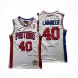 Maglia Detroit Pistons Bill Laimbeer No 40 Mitchell & Ness 1988-89 Bianco