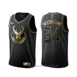 Maglia Golden Edition Milwaukee Bucks Giannis Antetokounmpo NO 34 Nero