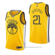 Maglia Golden State Warriors Jonas Jerebko NO 21 Earned 2018-19 Giallo