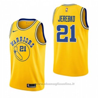 Maglia Golden State Warriors Jonas Jerebko NO 21 Hardwood Classic 2018-19 Giallo