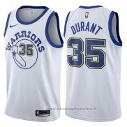 Maglia Golden State Warriors Kevin Durant NO 35 Bianco 2017-18