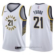 Maglia Indiana Pacers Thaddeus Young NO 21 Association 2017-18 Bianco