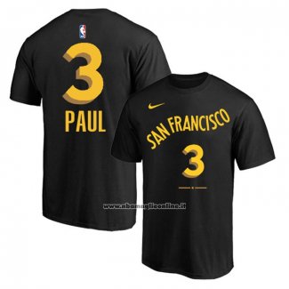 Maglia Manica Corta Golden State Warriors Chris Paul Citta 2023-24 Nero