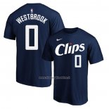 Maglia Manica Corta Los Angeles Clippers Russell Westbrook Citta 2023-24 Blu