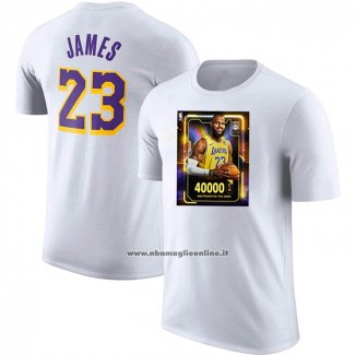 Maglia Manica Corta Los Angeles Lakers James No 23 Commemorative Bianco