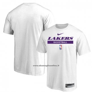 Maglia Manica Corta Los Angeles Lakers Practice Performance 2022-23 Bianco