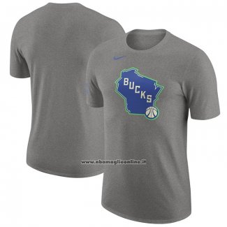 Maglia Manica Corta Milwaukee Bucks Citta 2023-24 Grigio