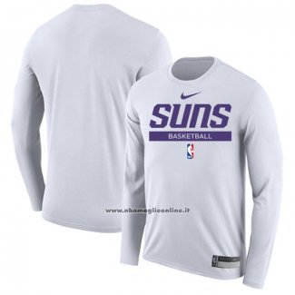 Maglia Manica Lunga Phoenix Suns Practice Performance 2022-23 Bianco